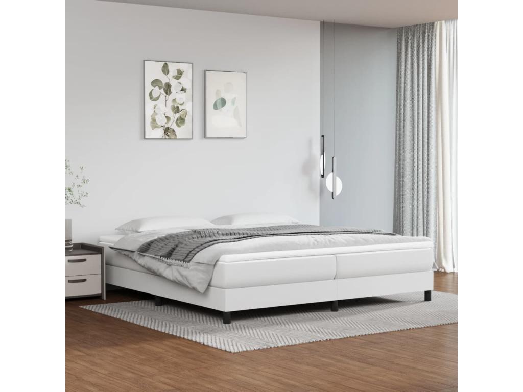 Bed frame without Mattress White 200x200 cm Faux leather VHQS71405