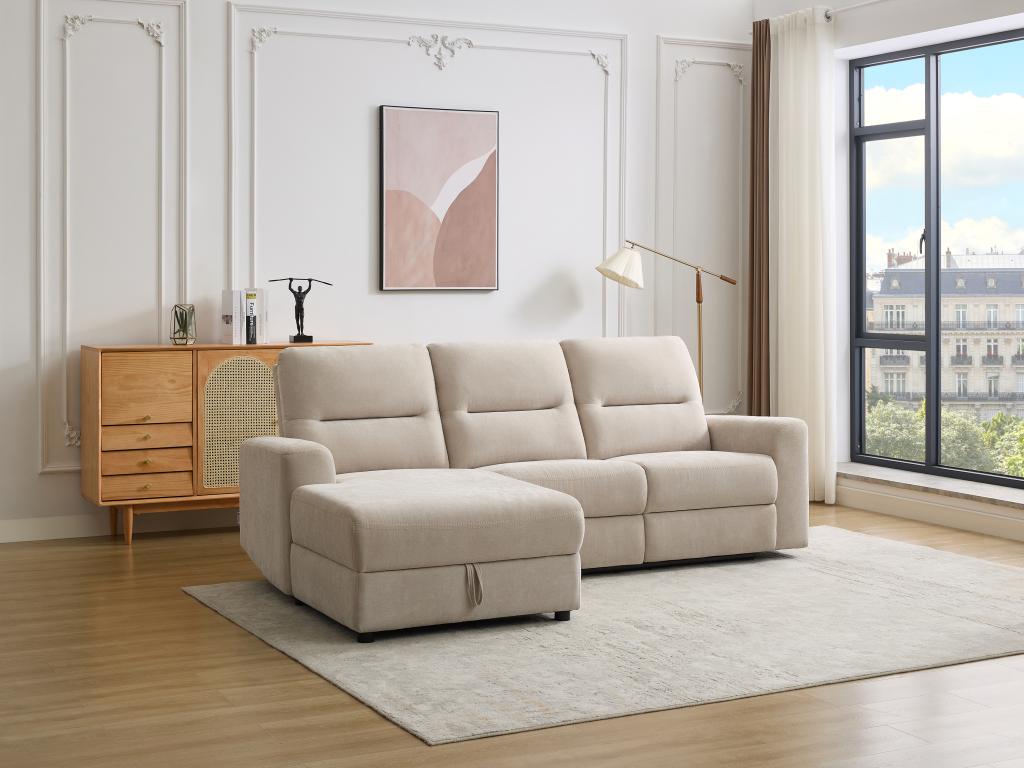 Sofa d'angle gauche Luxameub électrique with rangements in Fabric Beige PINPAI BHDJ79265
