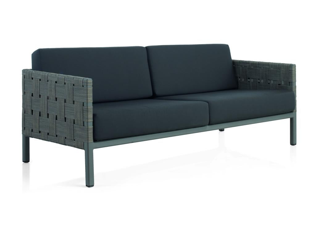 Sofa 3 seats aluminium Luxameub and fibre Fifertex with Cushions noirs OVDB33365