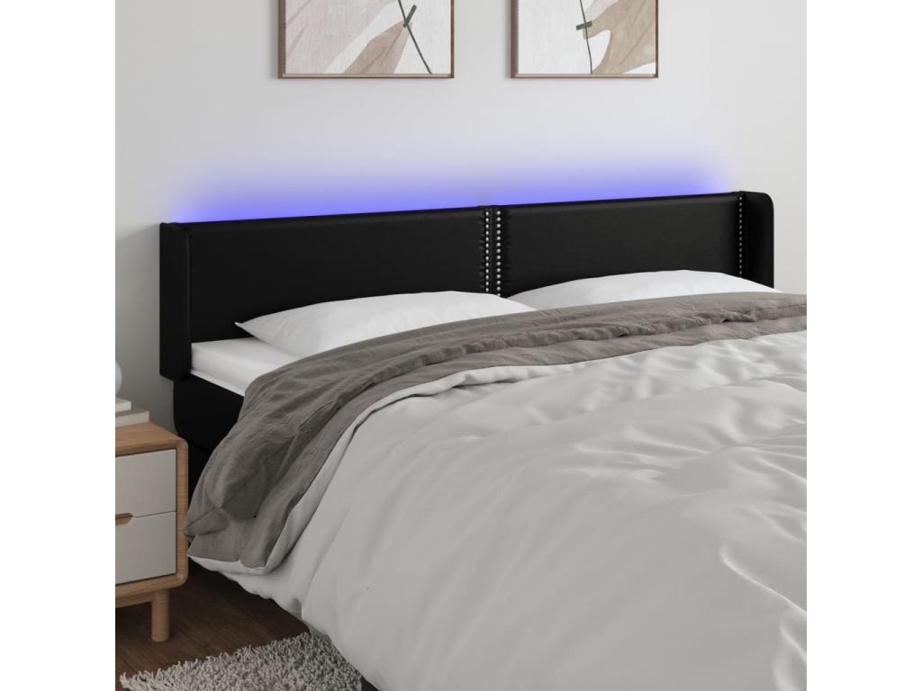 Black LED Headboard 163x16x78/88 cm Faux Leather ZGIW13206