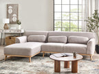 Left-hand corner sofa in fabric with padded backrest, light grey, Mobenze WVAW58092