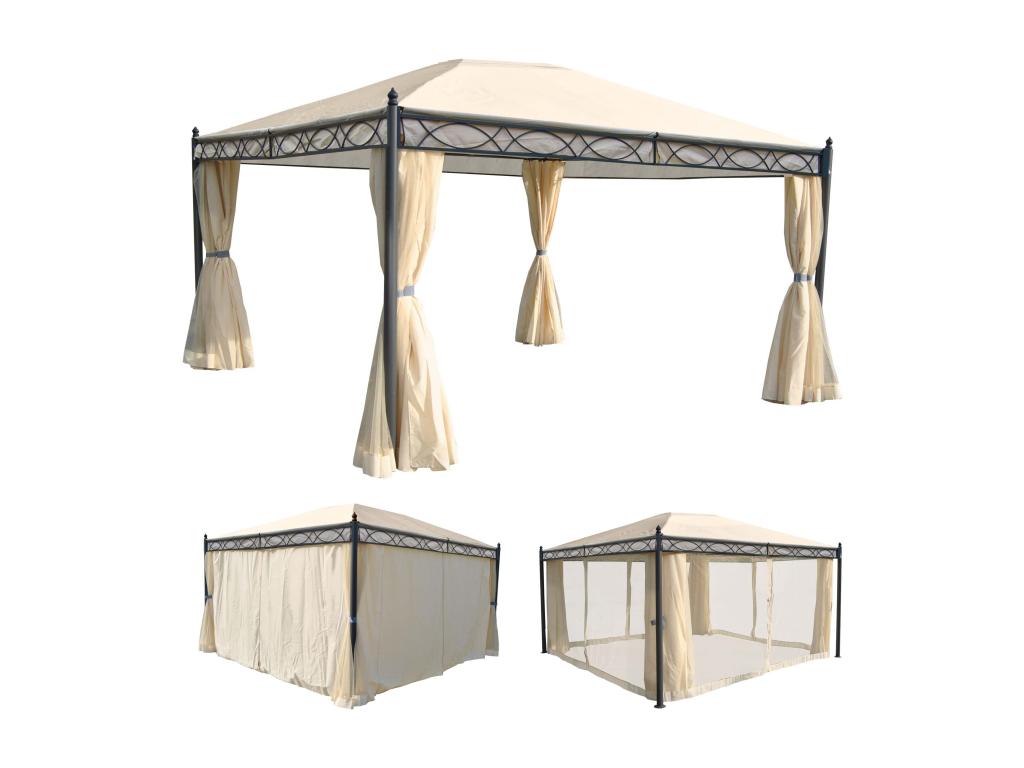 Mobenze pavillon of Garden Frame stable 7cm with paroi and moustiquaire - Cream 4x3m QAHG17839