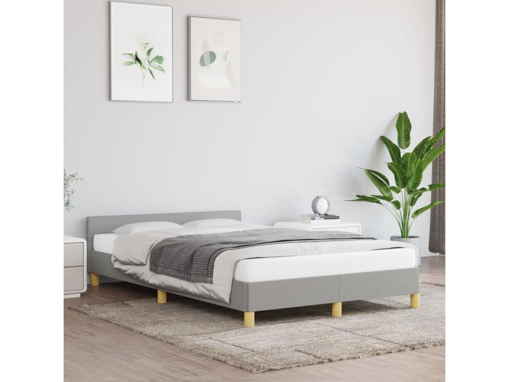 Bed frame with Headboard Gray Light 120x190 Fabric LGUM70811