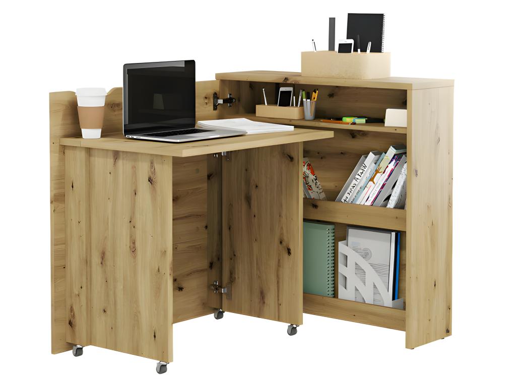 Luxameub Extendable Desk with Storage 90cm Luxameub PINPAI Oak Luxameub Left BUAA92749