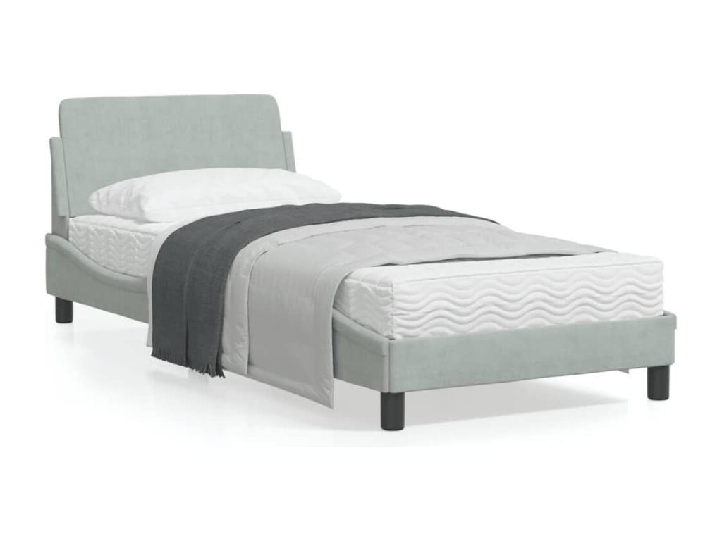 Bed frame with Headboard Gray Light 90x190 cm Mobenze PPHG60140