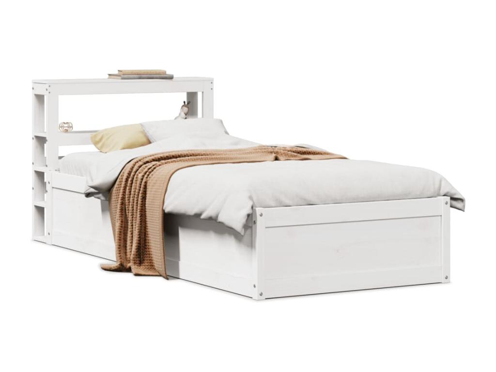 Bed frame and Headboard White 100x200 cm bois of Pine Solid ELPM12606