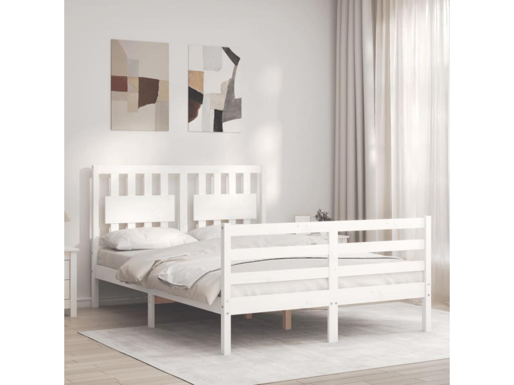 Bed frame with Headboard White 120x200 cm Mobenze Solid BZEU27933