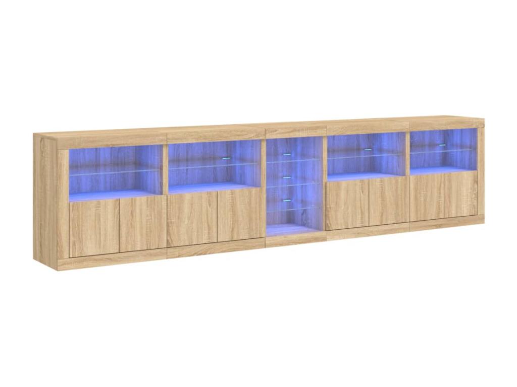 Sideboard with Luxameubères LED Oak Luxameub 283x37x67 cm XLUV20965