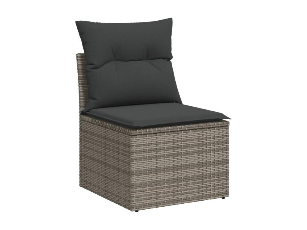 11-piece garden furniture set with grey resin wicker cushions GVEF71942