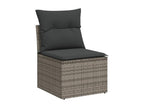11-piece garden furniture set with grey resin wicker cushions GVEF71942