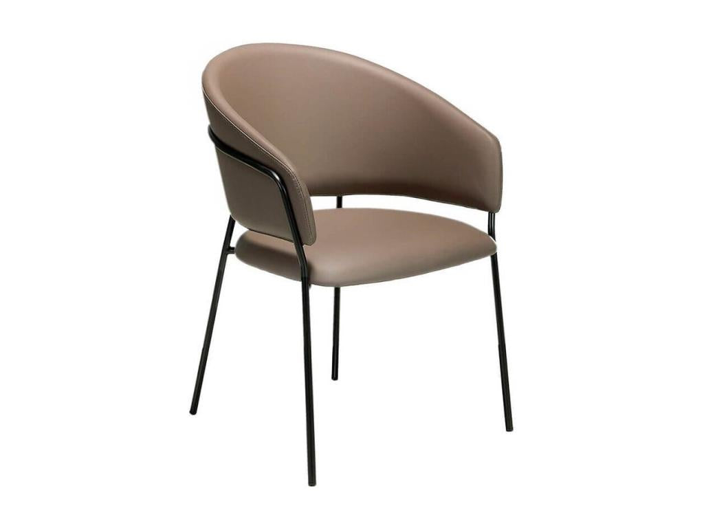 Chair Faux leather of vison and pieds Steel Black Mobenze - Set of 2-Couleur Mobenze 67 TJDD87937