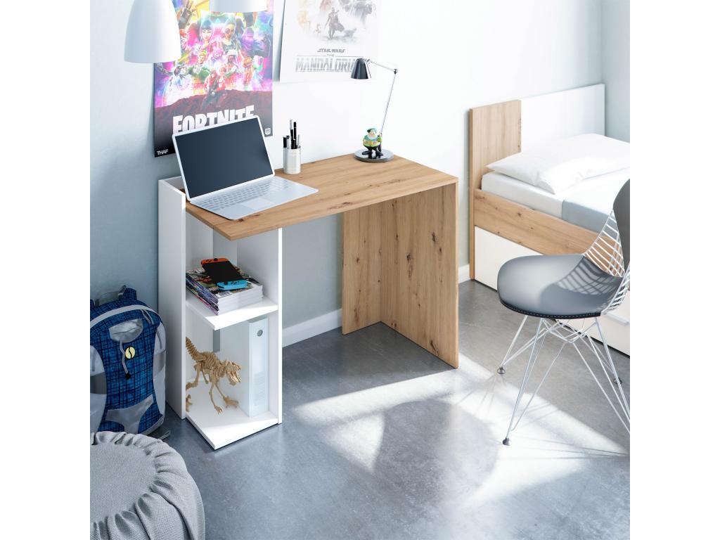Cosymeub desk 2 niches wood/white 100 cm AMNC76482