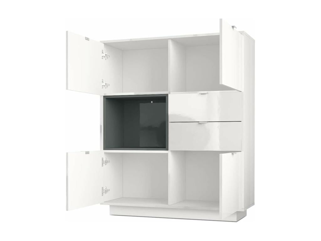 Sideboard Intégralement Laqué White hxlxp 123x103x38 LED UPKA17240