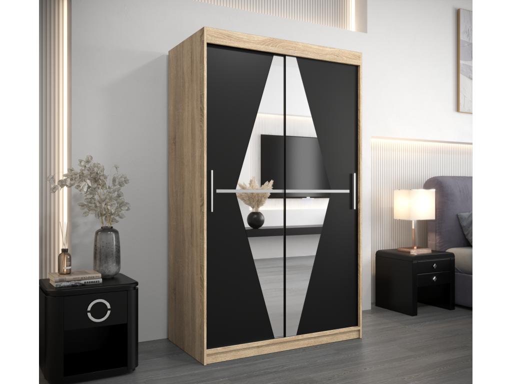 Luxameub Sliding Door Wardrobe 200/120/62 2 Doors Luxameub/Black SEWD37082
