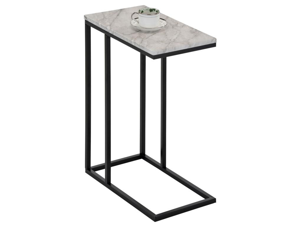 Bout of Sofa Mobenze Table d'appoint Table café Coffee Table of Living room Frame in Metal Black and plateau in Mobenze Decor marbre White DSVR06290