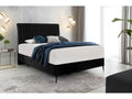 Bed frame, mattress, black velvet fabric - 180x200 cm - Luxameub YDHP85351