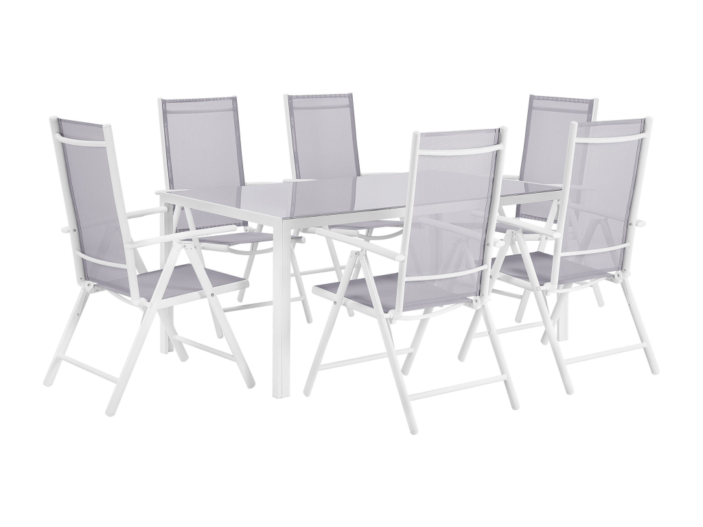 Luxameub 6-seater garden dining set, metal, grey, GBCI14554