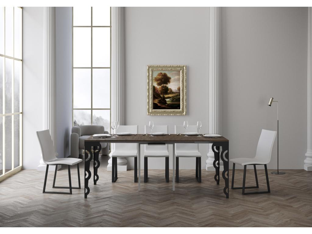 Console table Extendable 90x40/300 cm Mobenze Noyer Frame Anthracite CRDF41746