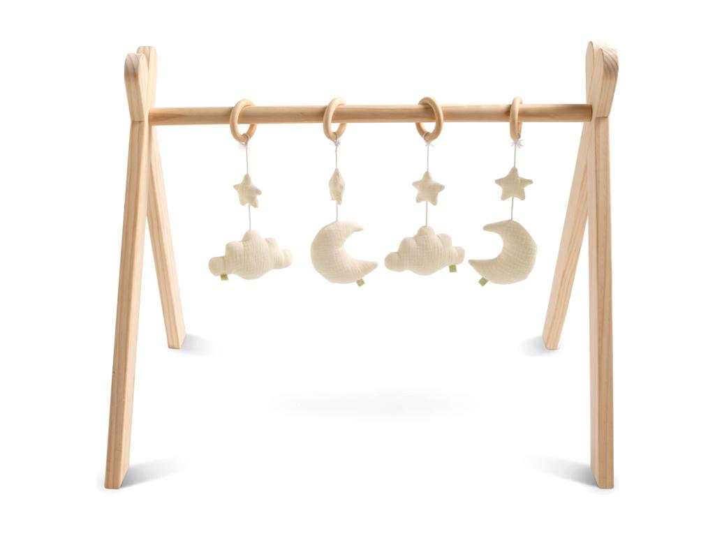 Wooden play arch with 4 toys ISZK43777