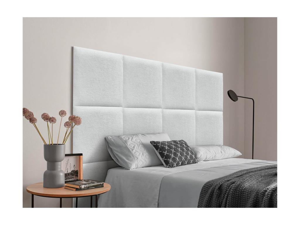 Mobenze Upholstered Headboard in Eco-Friendly Wool, Composed of Interchangeable Self-Adhesive Panels, Mobenze Upholstered Bedroom, White, 135 cm, KCWQ73491