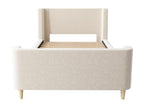 Children's Bed, Upholstered Single Bed, Sleigh Bed, 90x200 cm, For Boys/Girls, Beige, Mattress Not Included, AXEU27645
