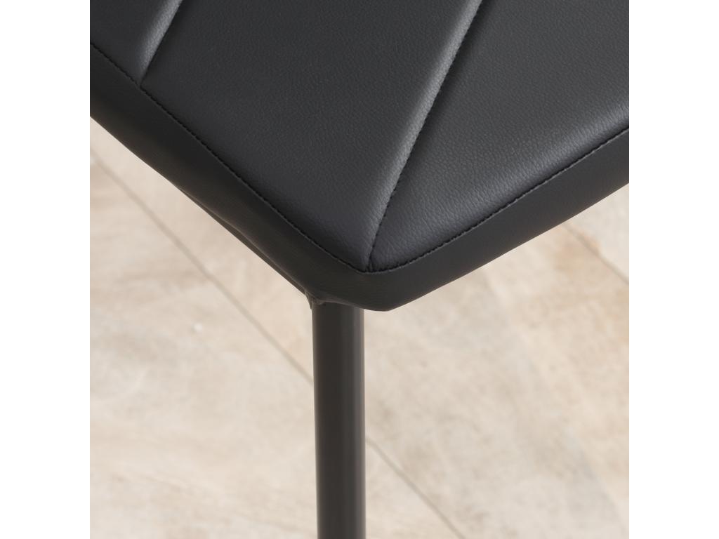 Table of salle Dining with 4 Chairs Design contemporain Luxameub Steel plateau verre trempé PVC effet Tufted Black FTYB67199