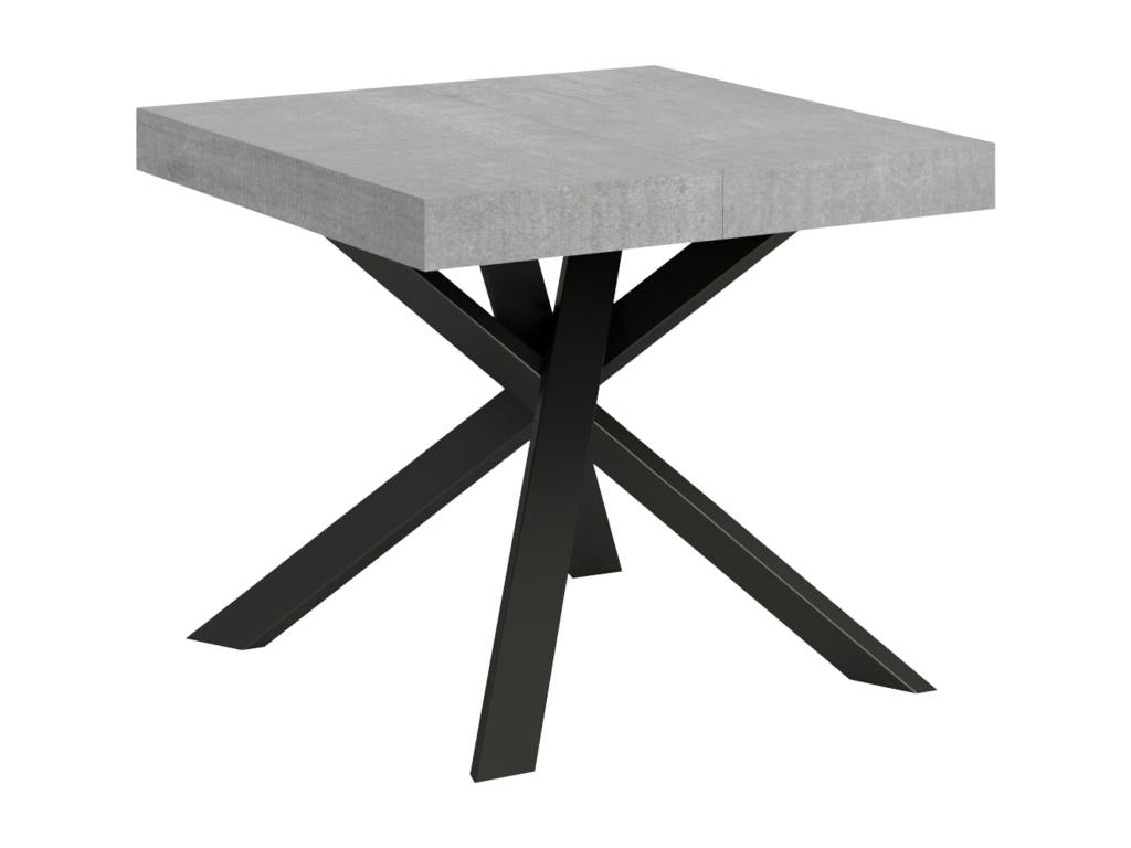 Table Extendable 90x90/194 cm Mobenze dessus Gray Béton pieds Anthracite UJEL44341