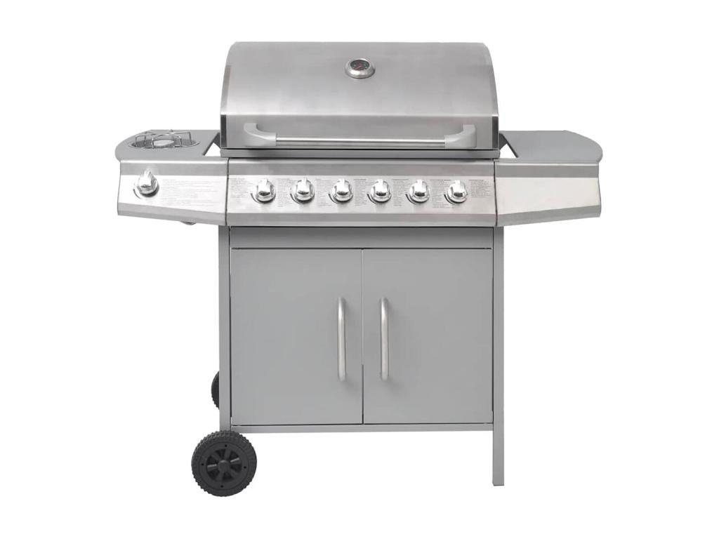 Gas barbecue with 6 cooking zones, silver, HFIE88607