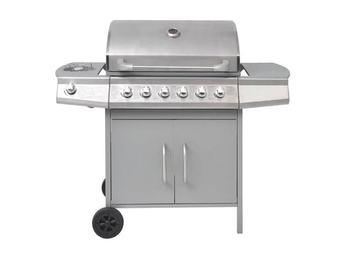 Gas barbecue with 6 cooking zones, silver, HFIE88607