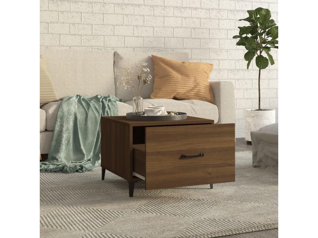 Coffee Table with pieds in Metal Oak Brown 50x50x40 cm KVTD52624