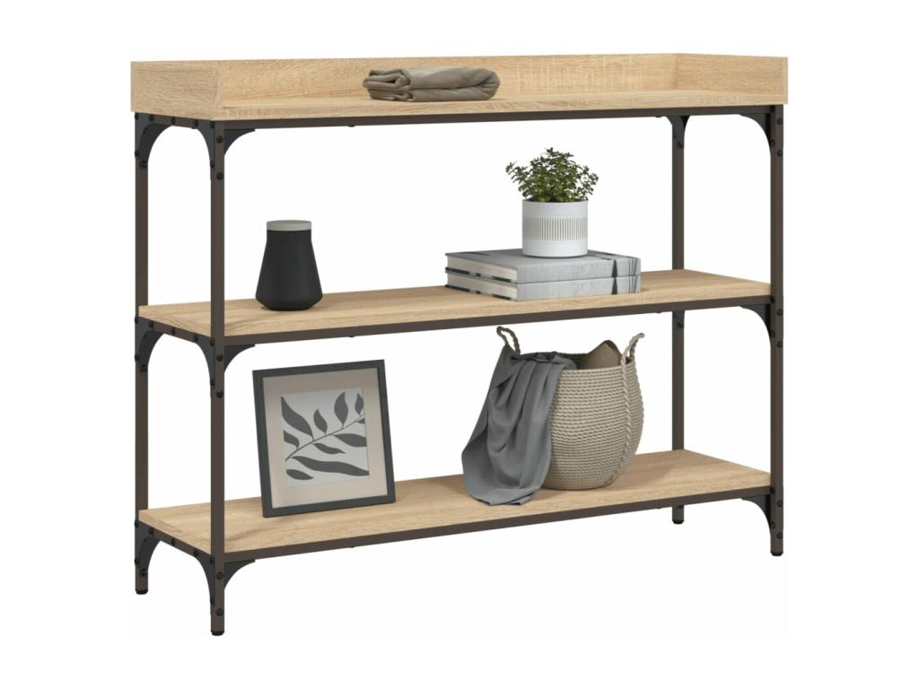 Table Console table with Shelves Oak Luxameub 100x30x80 PIBA76615