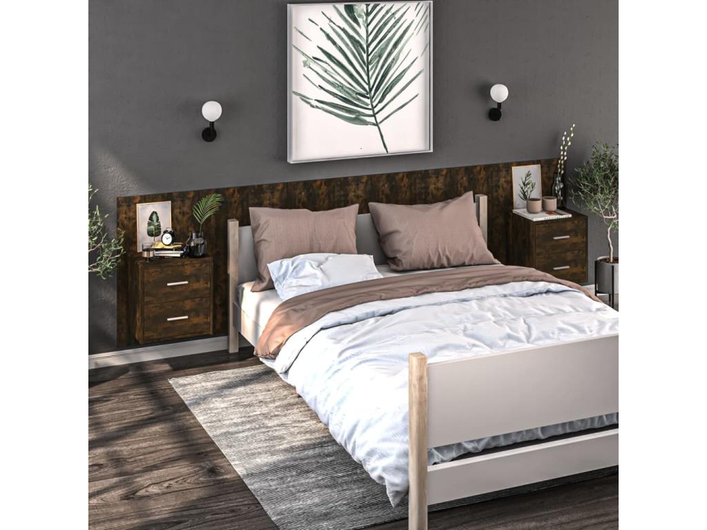 Table of chevet Wall-mounted Oak Smoked IJRX81255