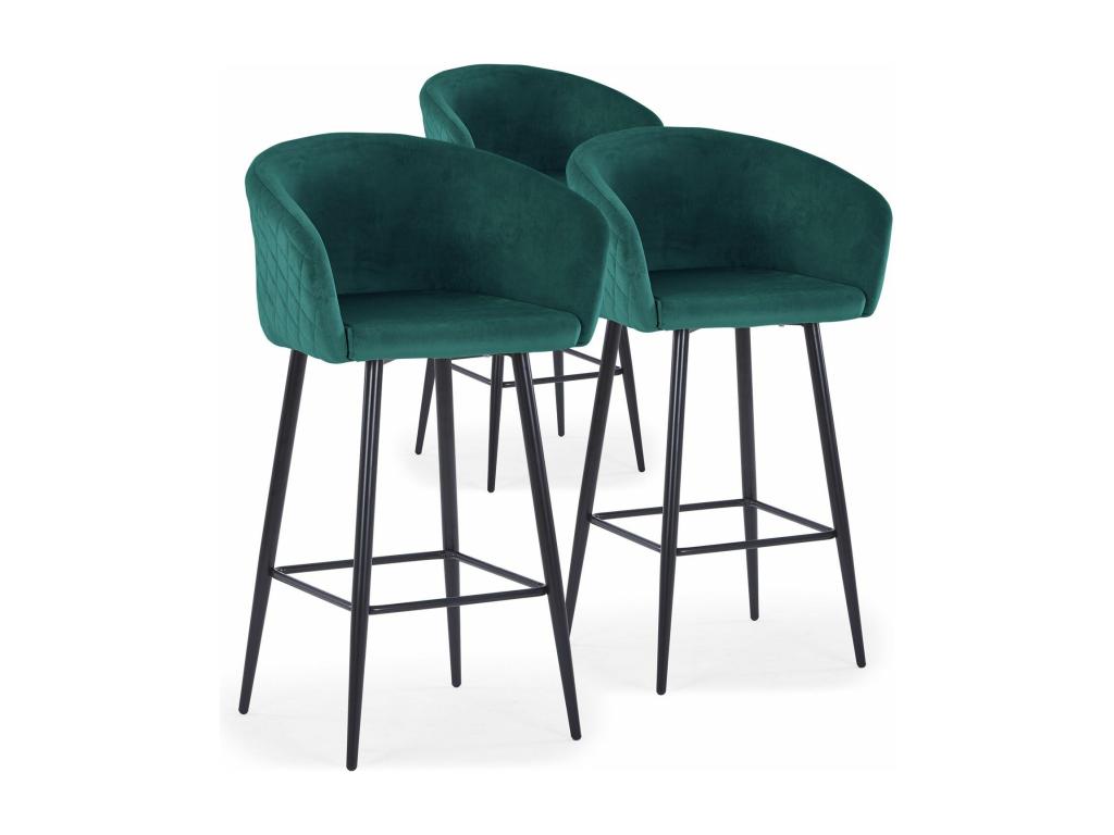 Set of 3 Chairs of bar Luxameub Velvet Green UTAK02179