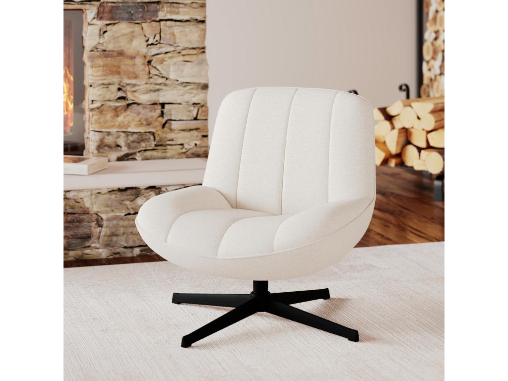Armchair pivotant in Fabric bouclé Off-white - Mobenze WJFO51084