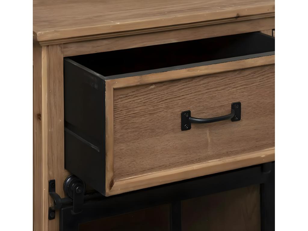 Sideboard / Cabinet of Storage with 1 Door and 2 Drawers coloris Brown caramel - Longueur 94 x Profondeur 40 x Hauteur 85 cm ZUUO55689