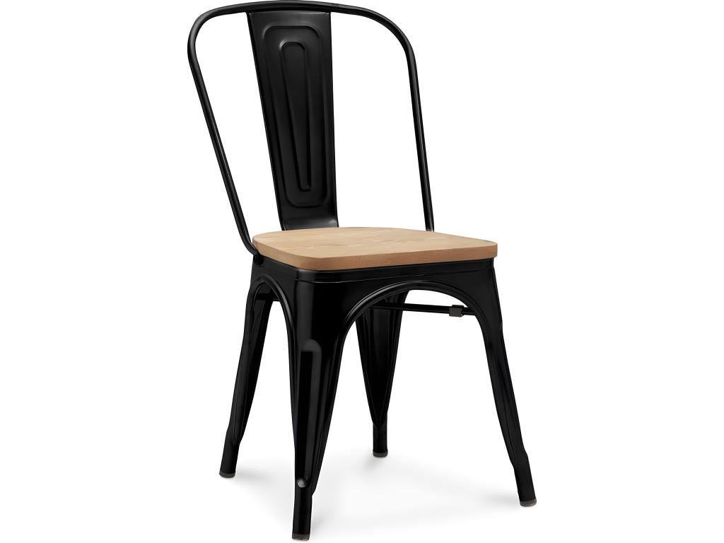 Dining chair - Industrial design - Steel and wood - New edition - Cosymeub Black DELO53874