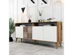Sideboard bas 4 Doors and 2 niches of Storage Luxameub L180cm Bois Dark and White DUAJ96232