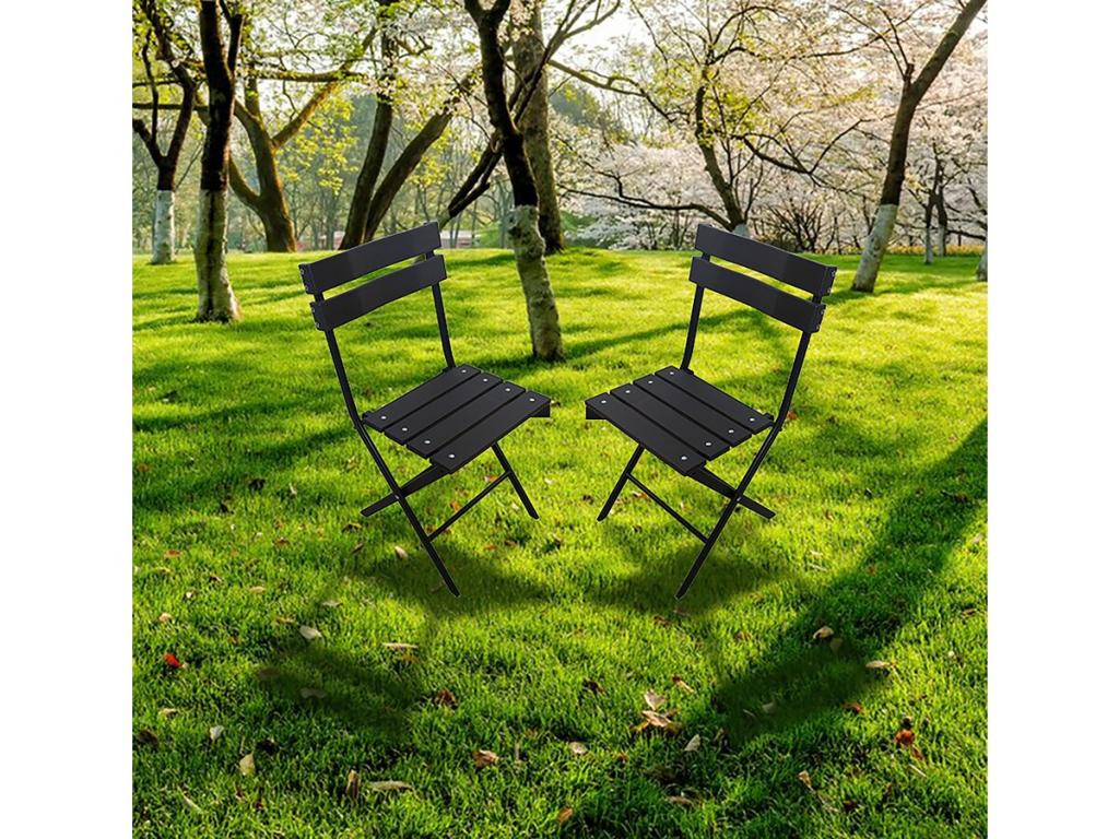 Set of 2 Chairs of Garden Foldable in plastique Mobenze - Gray anthracite WQLM22021