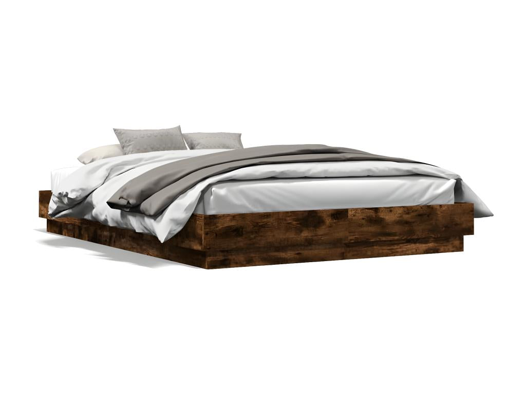 Bed frame with LED without Mattress Oak Smoked 120x200 cm PGOB47986