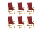 Chairs of Garden 6 pcs with Cushions bordeaux Bois of teck WDVQ57976