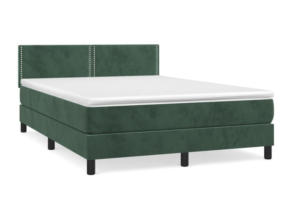 Luxameub bed base and mattress, dark green, 140x190 cm, velvet, HCHM29062