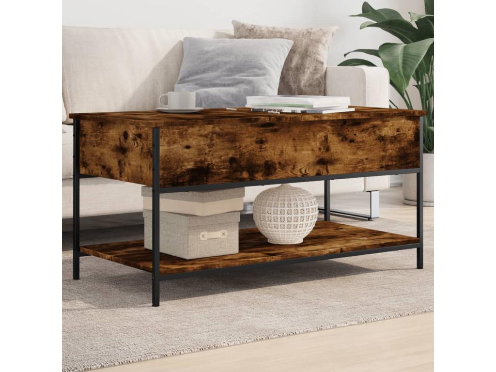 Coffee Table Oak Smoked 100x50x50 Mobenze d'ingénierie and Metal CZPB38044