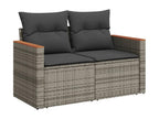 11-piece garden furniture set with grey resin wicker cushions GVEF71942