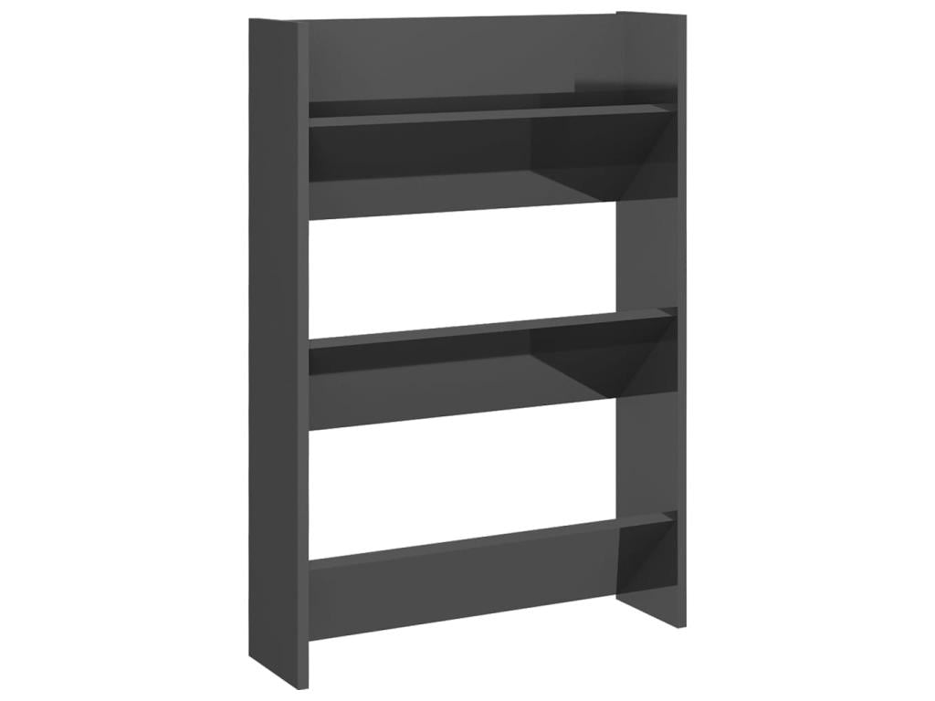 Wall-mounted shoe cabinets, 2 pcs, glossy grey, 60x18x90 cm, EZUK38358