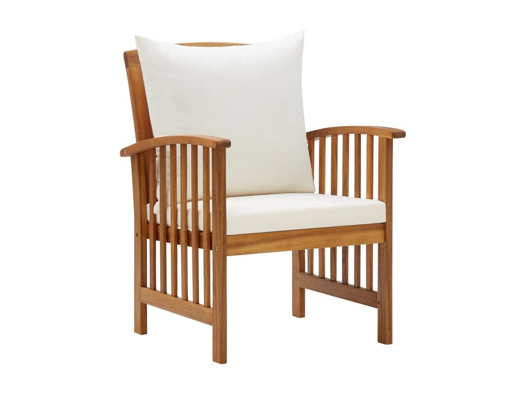 5-piece garden furniture set with cushions, solid wood, Luxameub GNVW86655