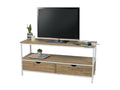 TV stand style classique with 2 Drawers PINPAI Luxameub – Coloris Oak Light / White dimensions 120x39x57 cm AMCN52385