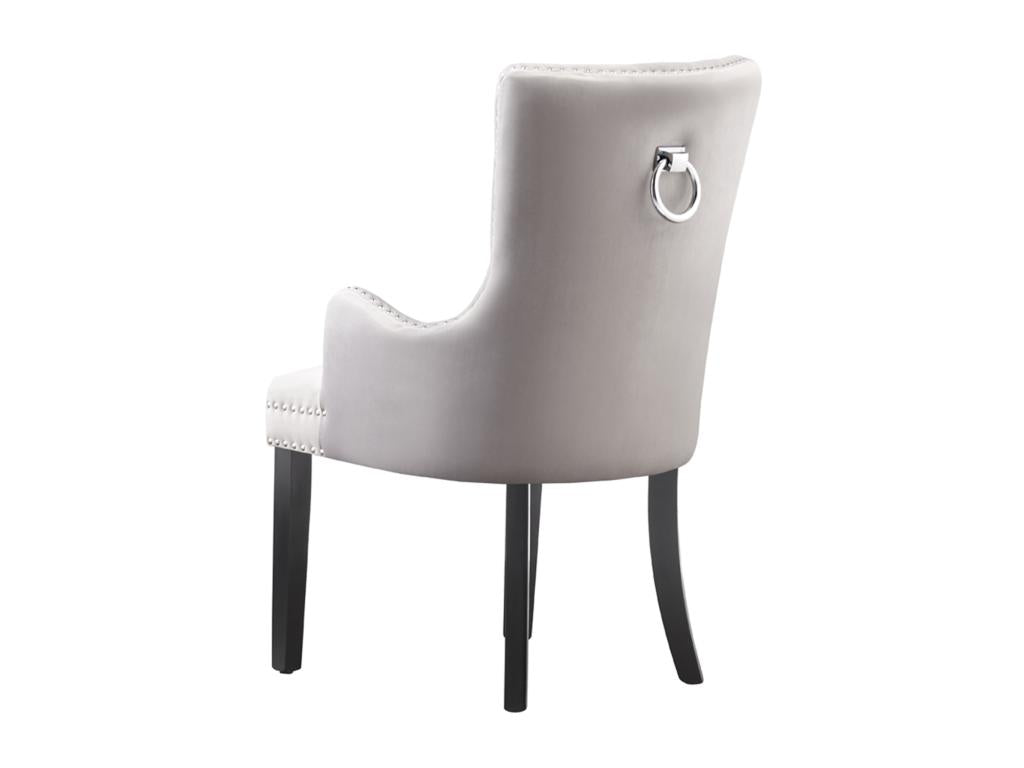 Mobenze - Set of 6 Chairs Tufted in Mobenze - With Accoudoirs - Pieds in Mobenze - Gray Light XOBT01065