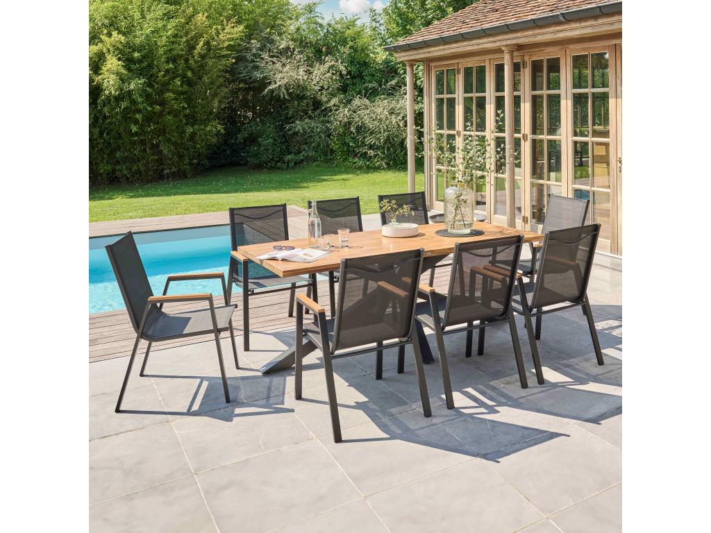 Table of Garden in Mobenze and aluminium with 8 fauteuils FZDX15791