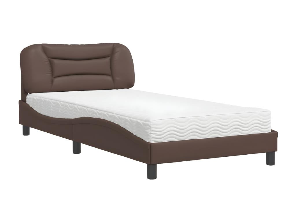 Bed with brown mattress 100x200 cm faux leather DBFZ43861