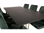 Dipp180x90BLBR Set Table Table Black and 6 Velvet Luxameub Chairs Velvet Green laiton Decor. JMUF35853